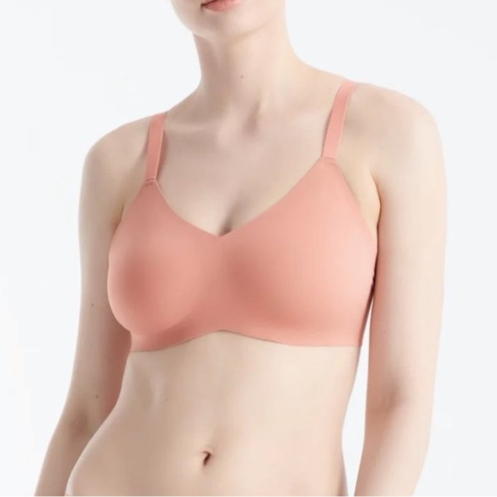 Knix Thin Strap Padded V Neck Wireless Bra Pink Ginger Size 2